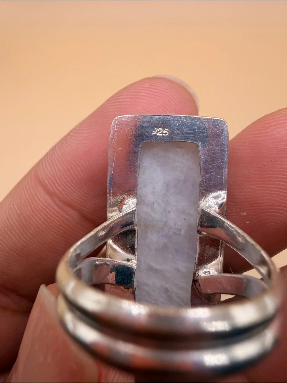 925 Sterling Silver Large Moonstone Ring Size 7.